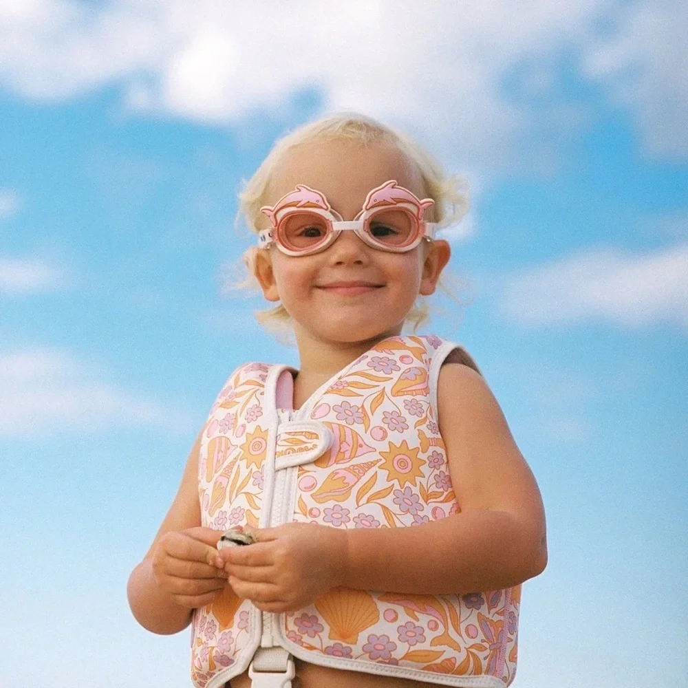 Kids Pink Floral Dolphin Pink Goggles NWT